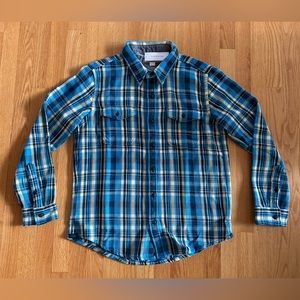Outerknown Men’s Blanket Shirt L Blue Wave Ventana Plaid